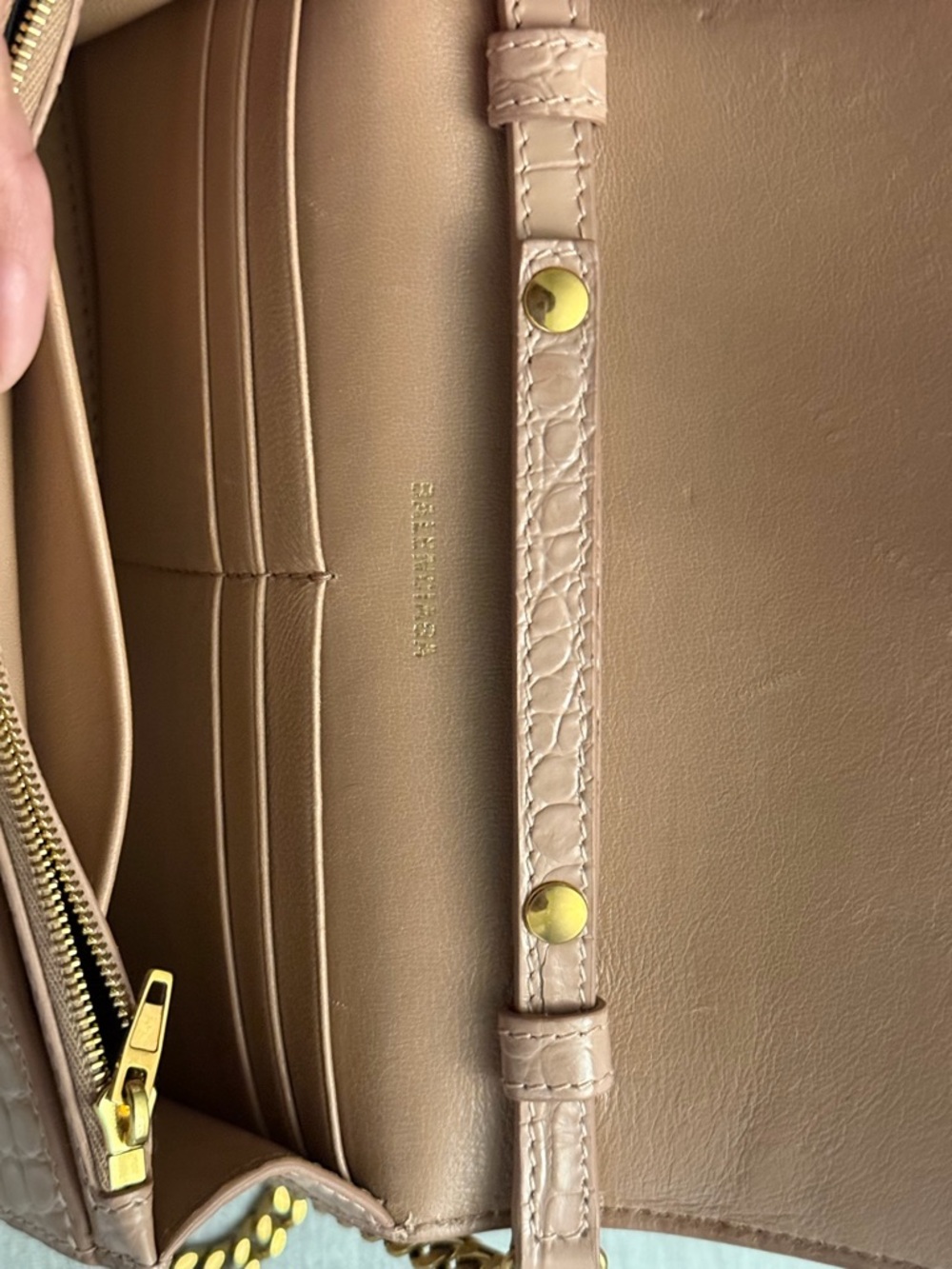 Balenciaga Blush Croc-Embossed B Clutch - Picture 7 of 11